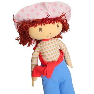Vintage 2003 Strawberry Shortcake Jumbo Plush Rag Doll 27.5 Inch Yarn Hair